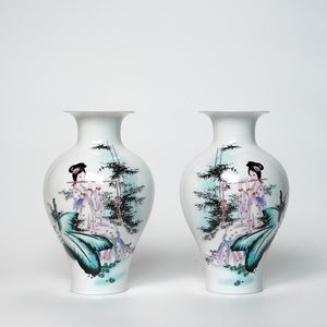 Small vases set with women pattern(2pcs),exquisite art